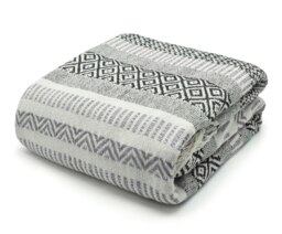 Rackhams Check Cotton Tassel Throw - 127cm x 152cm - Grey - thumbnail 5