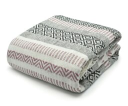 Rackhams Check Cotton Tassel Throw - 127cm x 152cm - Grey - thumbnail 4