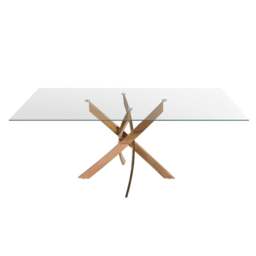 Rackhams Rectangular dining table in tempered glass and pink steel 1169 - 140 x 95 x 75 - thumbnail 5
