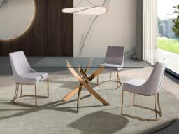 Rackhams Rectangular dining table in tempered glass and pink steel 1169 - 140 x 95 x 75 - thumbnail 2
