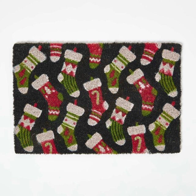 Rackhams Christmas Stockings Non-Slip Coir Doormat, 40 x 60 cm - image 1