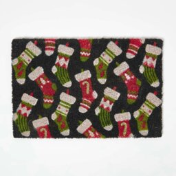 Rackhams Christmas Stockings Non-Slip Coir Doormat, 40 x 60 cm