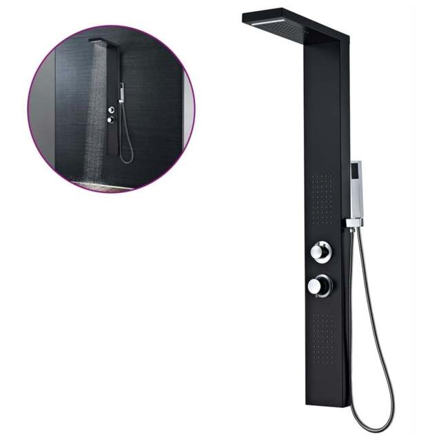 Rackhams Shower Panel System Aluminium Matte Black