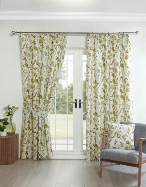 "Rackhams Grove Fennel Pencil Pleat Curtains - 46"" x 54"""