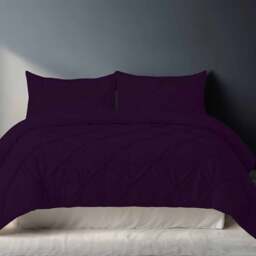 Rackhams Pintuck Pinch Pleated Polycotton Duvet Cover And Pillowcase/s Set Bed Linen - Plum - Double