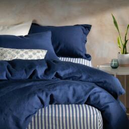 Rackhams Mediterranean Blue French Linen 40cm Deep Fitted Sheets - Double - thumbnail 3