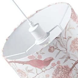 Rackhams Traditional Cotton Lamp Shade with Pink Long Tailed Birds and Floral Decor - thumbnail 5