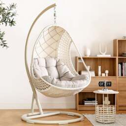 Rackhams Gregory Rattan Garden Hanging Egg Chair with Stand, Indoor/ Outdoor Use - thumbnail 2