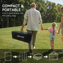 Rackhams Reversible Outdoor Rug, Plastic Straw Mat w/ Carry Bag Ground Stakes for Garden RV Picnic Beach Camping 182x274cm Black - thumbnail 5