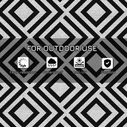 Rackhams Reversible Outdoor Rug, Plastic Straw Mat w/ Carry Bag Ground Stakes for Garden RV Picnic Beach Camping 182x274cm Black - thumbnail 6