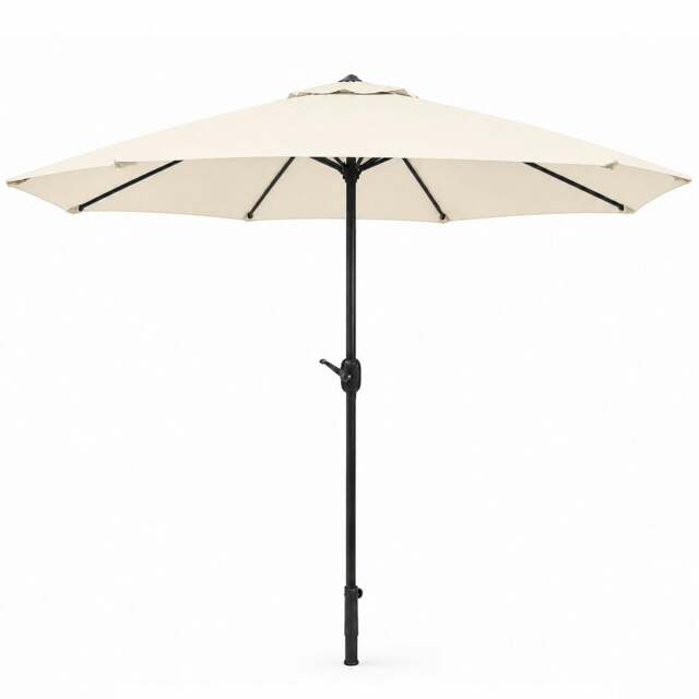 Rackhams 2.7M Wide Garden Parasol Tilt and Crank - Cream - image 1