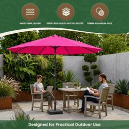 Rackhams 2.7M Wide Garden Parasol Tilt and Crank - Cream - thumbnail 5