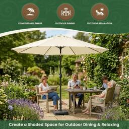 Rackhams 2.7M Wide Garden Parasol Tilt and Crank - Cream - thumbnail 3