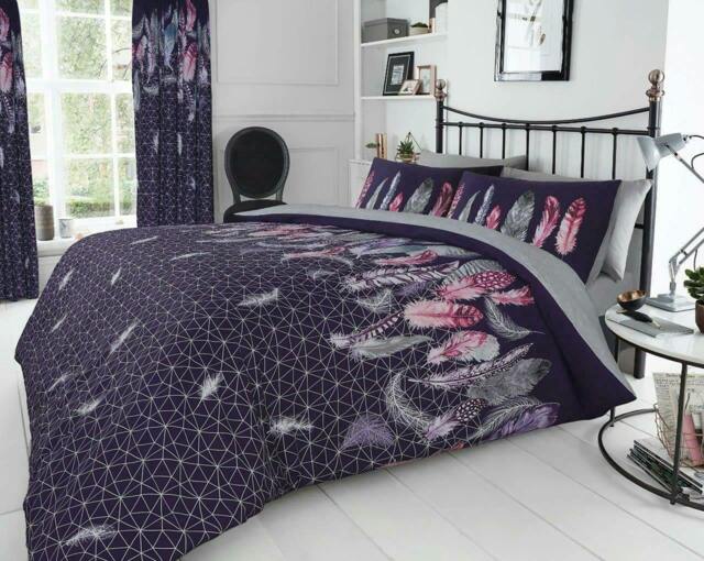 Rackhams Feathers Duvet Cover and Pillowcase Set - Purple - Single (135cm x 200cm)