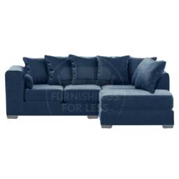 Rackhams Ella Plush Velvet Fabric Corner Sofa - Blue - Right Hand Facing - thumbnail 1
