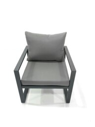 Rackhams Outdoor Aluminium Garden Furniture Set with Adjustable Rising Lifting Dining Table 3 Seater Sofa 2 Chair 2 Small Footstools Dark Grey - thumbnail 4