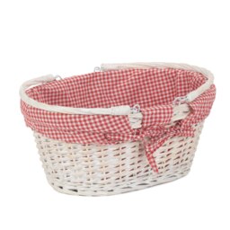 Rackhams Whitewash Swing Handle Wicker Shopping Basket with White Lining - Small - thumbnail 4