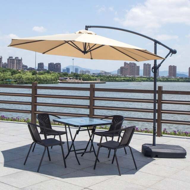 Rackhams 3/5pcs Garden Patio Dining Set Outdoor Furniture - Black - 4 Chairs with a Table - image 1