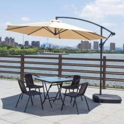 Rackhams 3/5pcs Garden Patio Dining Set Outdoor Furniture - Black - 4 Chairs with a Table - thumbnail 1