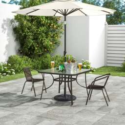Rackhams 3/5pcs Garden Patio Dining Set Outdoor Furniture - Black - 4 Chairs with a Table - thumbnail 4