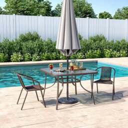 Rackhams 3/5pcs Garden Patio Dining Set Outdoor Furniture - Black - 4 Chairs with a Table - thumbnail 3
