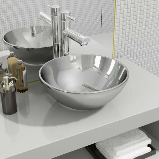 Rackhams Wash Basin 32.5x14 cm Ceramic Silver