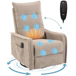 Rackhams Massage Recliner Armchair, Swivel Rocking Recliner Chair - Dark Grey - thumbnail 3