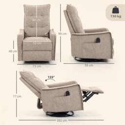 Rackhams Massage Recliner Armchair, Swivel Rocking Recliner Chair - Dark Grey - thumbnail 4