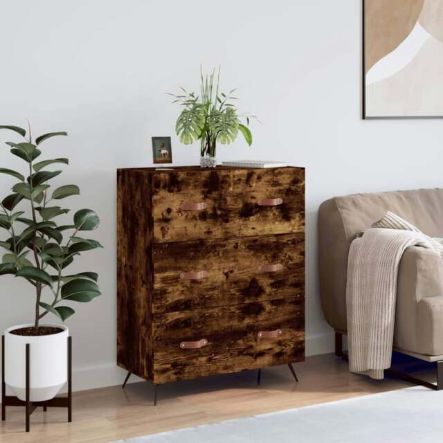 Rackhams Chest of Drawers Smoked Oak 69.5x34x90 cm Engineered Wood