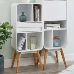Rackhams Kya Bookcase, Wood Shelving Unit - Tall - White - thumbnail 3