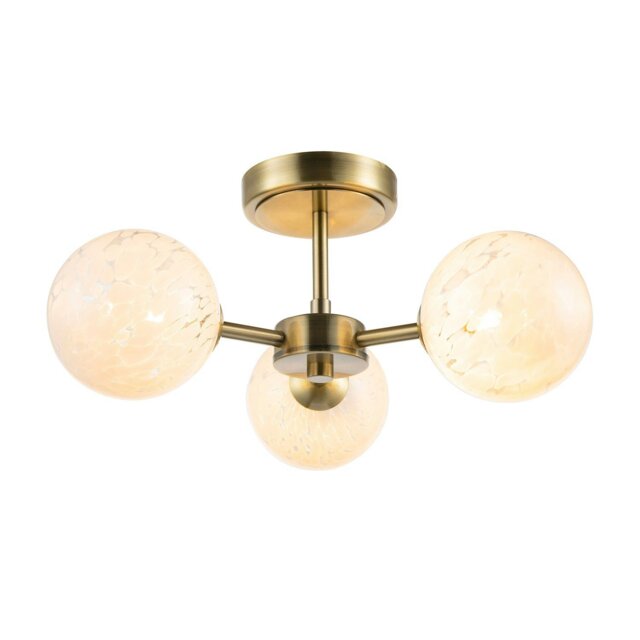Rackhams Designer Antique Brass Ceiling Light with White Confetti Snowflake Glass Shades - image 1