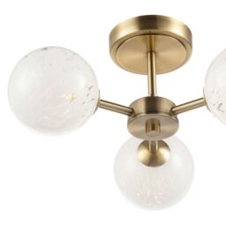 Rackhams Designer Antique Brass Ceiling Light with White Confetti Snowflake Glass Shades - thumbnail 4