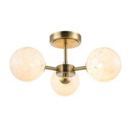 Rackhams Designer Antique Brass Ceiling Light with White Confetti Snowflake Glass Shades