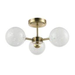 Rackhams Designer Antique Brass Ceiling Light with White Confetti Snowflake Glass Shades - thumbnail 2