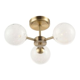 Rackhams Designer Antique Brass Ceiling Light with White Confetti Snowflake Glass Shades - thumbnail 5