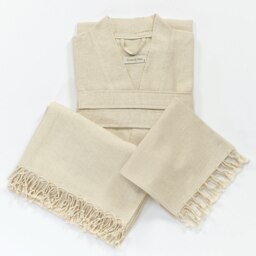 Rackhams Knidos Cotton Hammam Hand Towel with Tassels, Natural - thumbnail 2