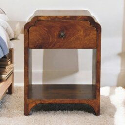 Rackhams Solid Wood Newton Mini Chestnut Nightstand with a drawer and open shelf - thumbnail 1