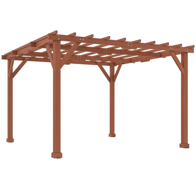 Rackhams 3.3 x 3.3m Wooden Pergola Kit, Garden Pergola Gazebo - Brown - Fir wood - 327L x 327W x 213H cm - image 1