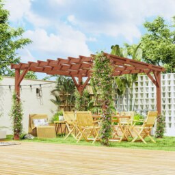 Rackhams 3.3 x 3.3m Wooden Pergola Kit, Garden Pergola Gazebo - Brown - Fir wood - 327L x 327W x 213H cm - thumbnail 2