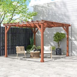 Rackhams 3.3 x 3.3m Wooden Pergola Kit, Garden Pergola Gazebo - Brown - Fir wood - 327L x 327W x 213H cm - thumbnail 5