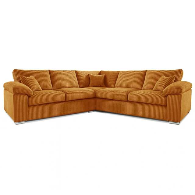 Rackhams Delta Full Jumbo Cord 5 Seater Corner Sofa - Orange - image 1