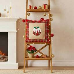 Rackhams 40x40cm 40x40cm Christmas Pudding Cushion Cover in Brown Hessian and Non-Woven Fabric - 35cm x 25cm x 2.5cm - Cotton - Brown - thumbnail 3