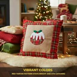 Rackhams 40x40cm 40x40cm Christmas Pudding Cushion Cover in Brown Hessian and Non-Woven Fabric - 35cm x 25cm x 2.5cm - Cotton - Brown - thumbnail 5