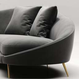 Rackhams Slender Modern Curved Two Seater, Three Seater, Four Seater Sofa, Armchair, Velvet - Black - Armchair - thumbnail 3