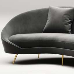 Rackhams Slender Modern Curved Two Seater, Three Seater, Four Seater Sofa, Armchair, Velvet - Black - Armchair - thumbnail 2