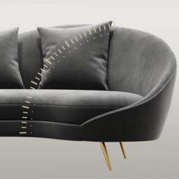 Rackhams Slender Modern Curved Two Seater, Three Seater, Four Seater Sofa, Armchair, Velvet - Black - Armchair - thumbnail 4