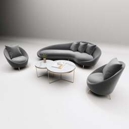 Rackhams Slender Modern Curved Two Seater, Three Seater, Four Seater Sofa, Armchair, Velvet - Black - Armchair - thumbnail 1
