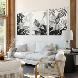 Rackhams Botanical Wall Art - Set of 3 Botanical Wall art Prints - 16 x 22 inches / 40.65 cm x 56 cm - Polyester Canvas 260 gsm - Canvas wrapped - thumbnail 6