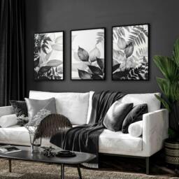 Rackhams Botanical Wall Art - Set of 3 Botanical Wall art Prints - 16 x 22 inches / 40.65 cm x 56 cm - Polyester Canvas 260 gsm - Canvas wrapped - thumbnail 4