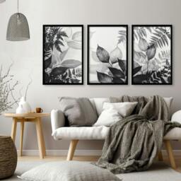 Rackhams Botanical Wall Art - Set of 3 Botanical Wall art Prints - 16 x 22 inches / 40.65 cm x 56 cm - Polyester Canvas 260 gsm - Canvas wrapped - thumbnail 2